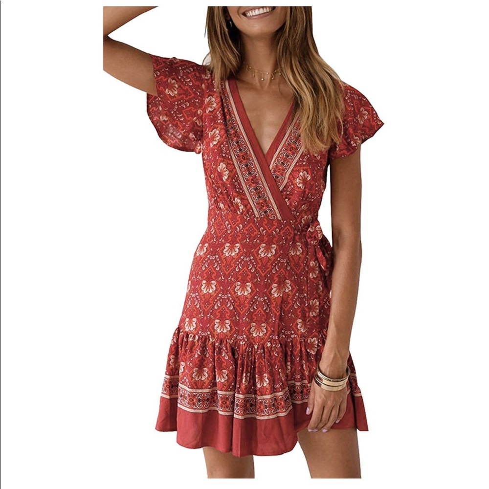 ZESICA Women’s Summer Wrap V Neck Bohemian Floral